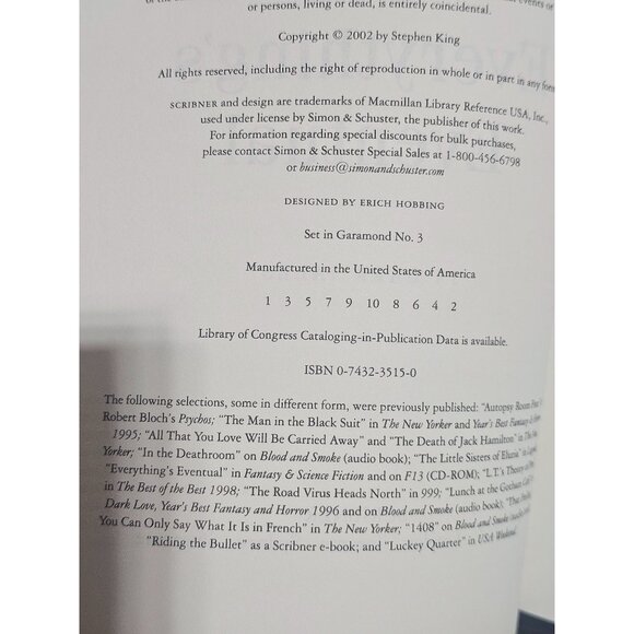 Stephen King "Everythings Eventual" 14 Dark Tales Hardcover Book - Picture 3 of 7